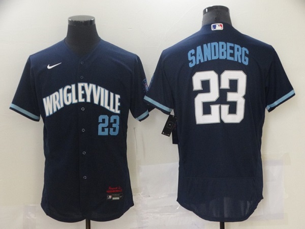 Men's Chicago Cubs #23 Ryne Sandberg 2021 Navy City Connect Stitched Jersey Men's Chicago Cubs #23 Ryne Sandberg 2021 Navy City Connect Stitched Jersey